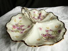  Plat Mendiant porcelaine  style rocaille Serviteur hors d’œuvres