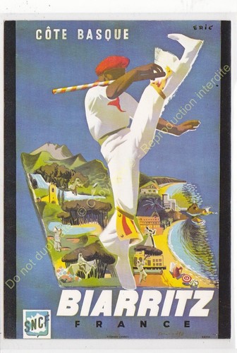 Affiche sncf biarritz edit - cp,