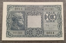 10 LIRE JUPITER 23/11/1944 LUOGOTENENZA BILLET ROYAUME D'ITALIE FDS