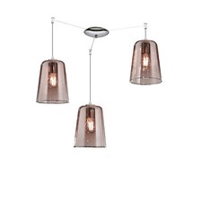Lustre Suspension Moderne Cuisine Peninsula 3 Lumières Verre Cuivre Tpl 0113