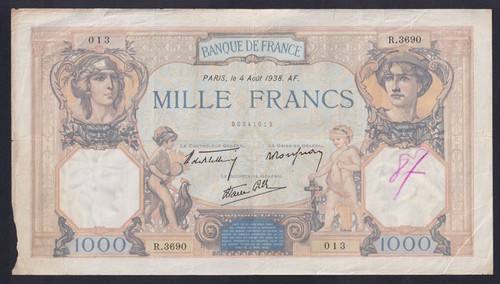 Billet banque france 1000 - de,