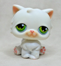 LITTLEST PET SHOP PETSHOP LPS #15 HASBRO CAT CHAT PERSAN BLANC YEUX VERTS - G2