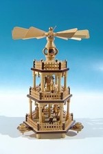 Pyramide De Noël Nature, Figurines Nature / 3 Étages Hauteur Environ 35 CM NEU