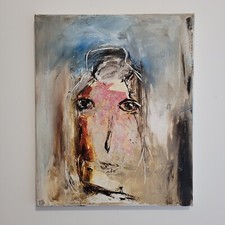 Tableau Peinture Comptemporaine Visage Femme Abstrait Signé Béatrice Grebot.