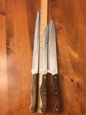 Lifetime Cutlery 'Jet Cut' Stainless Serrated Carver Knives Lot Of 3 Deal BuyNow