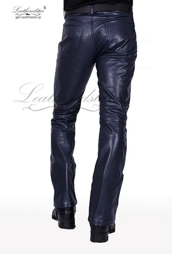 Pantalon jean cuir bleu - cuir,
