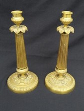 paire bougeoir bronze cisele empire ? restauration ? Candlestick