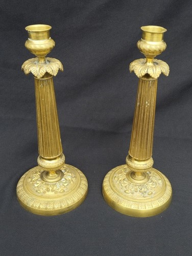 Paire bougeoir bronze - paire, cisele