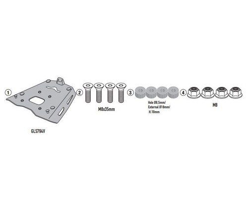 Kit fixation givi sra8208 - fixation, pour