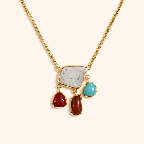 Collier quartz druzy plaqué
