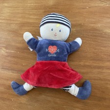 Peluche doudou poupée marin COROLLE poisson cœur grelot 19 cm Jupe Rouge Bleu