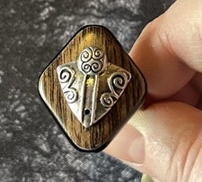 NEUVE JOLIE BAGUE ARTISANALE BOIS ET ARGENTÉ RÉGLABLE 