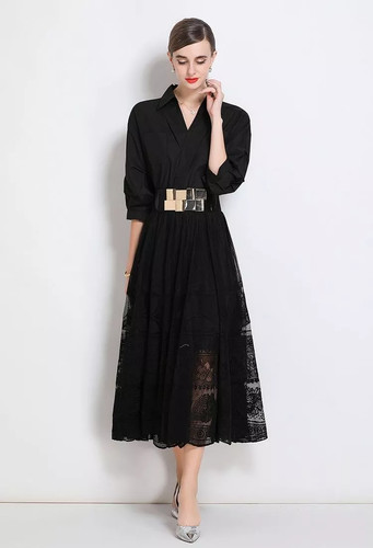 Robe chemise midi avec jupe - midi,