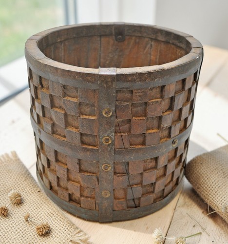 Pot fleur bois vintage - fleur,