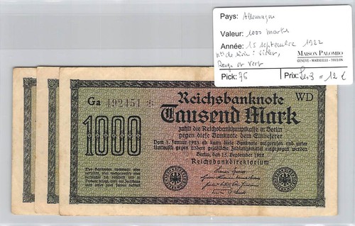 Billets allemagne 1000 - allemagne, -1000
