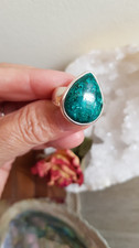 Bague Dioptase verte taille 53  - Force confiance en soi, courage. Chakra coeur