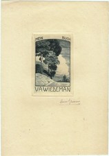 Exlibris Livre D'Art Radierung Conrad Strasser 1876-1954 Paysage Arbres