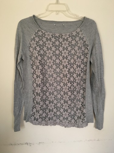 Women lace front top grey - lace,