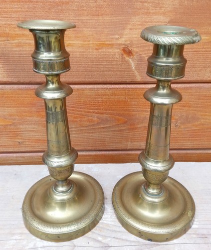 Ancienne paire bougeoirs en - bougeoirs,
