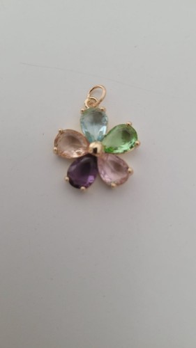 Pendentif fleurs avec pierres - pendentif,