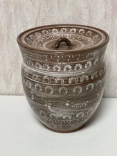 Pichet à eau en céramique avec couvercle, motif marron et blanc, décoratif, d...