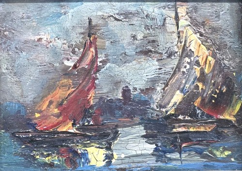 Tableau peinture huile vue - tableau,