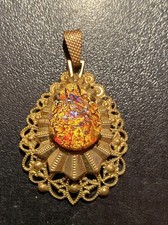 Rare Médaillon Pendentif ancien De Limoges?? Émaillée Vintage  French Antique