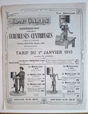 1913 ECREMEUSES système Melotte GARIN Cambrai CATALOGUE Tarifs