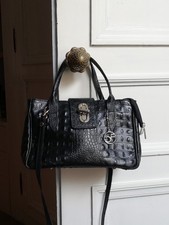 Sac en cuir noir Façon Croco Italien 
