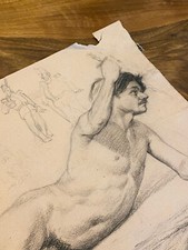Nu Masculin & Etude & Dessin & Académie & Crayon & XIX ème Siècle & France
