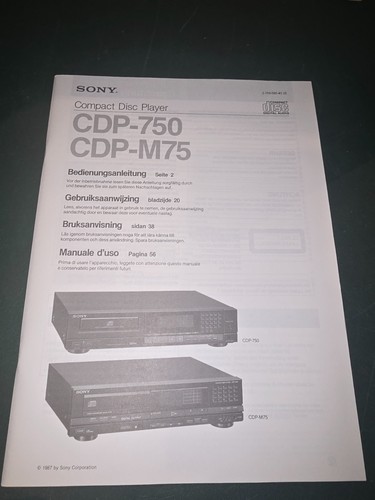 Manuel sony cdp 750 - /, m75