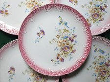 Faïence Digoin Sarreguemines XIX ème - 6 Assiettes à Dessert (marli en relief)