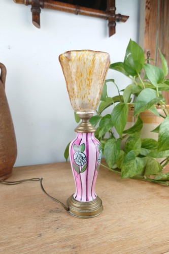 Lampe ancienne avec tulipe - ancienne, en