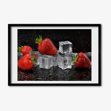 Tulup Photo 60x40cm Décor MDF Le salon Cadre Fraises avec glace