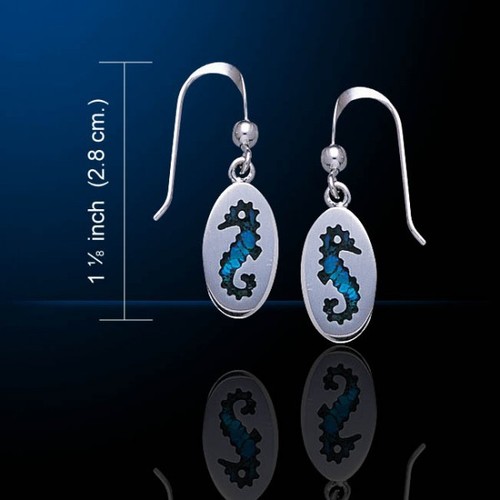 Seahorse oval sterling silver - seahorse,