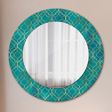 Mural Rond Miroir Avec Cadre en Verre avec Motif Imprimé composition verte et or