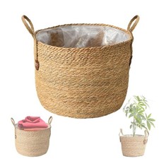 Panier Osier pour Plantes，Grand Potde Fleurs Tressé en Rotin,Cache Pot Intéri...