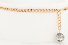 Femme Étroit Bande Métal Or Chaîne Élégant Ceinture Hip Taille Dj Balle XS S M L