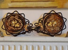 Sublime PAIRE d'écrans anciens en soie brodés main français, Napoléon III