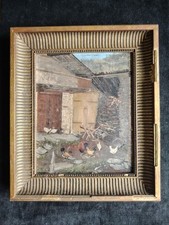 Petite Huile Sur Bois" Poulailler Et Ses Poules" Première Moitié XXEME