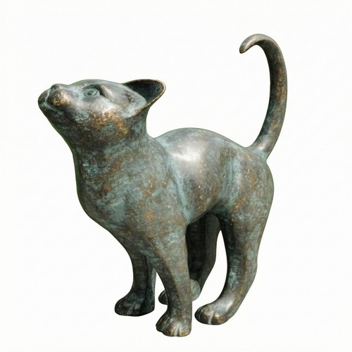Figurine léopard bronze vert - bronze,