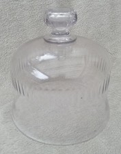 Petite Cloche à fromage ancienne en Cristal Mauve Globe couvercle Pans Coupés 