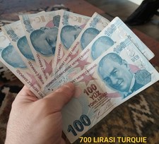 Billets 100 LIRASI TURQUIE Authentiques × 7 Pièces Bon État 