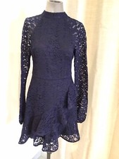 Superbe robe dentelle bleu marine Rebecca Valance 36 tbe