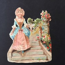 Chromo Ancien XIXè Découpis Marquise XVIIIè Victorian Scrap Oblaten Glanzbild