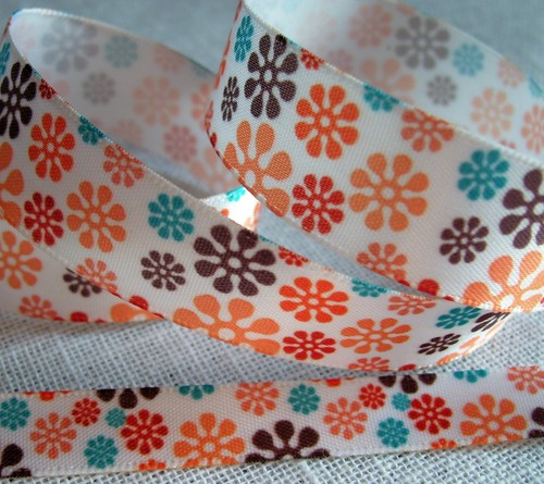 Ruban satin fleurs - satin,