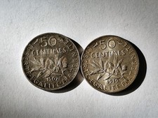 Lot 2 Pieces 50 Centimes 1907