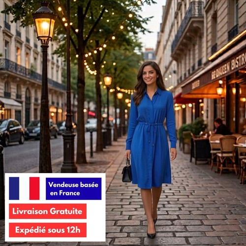 Robe chemisier bleu - robe, Été
