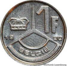 P9286 Belgium 1 Franc Baudouin