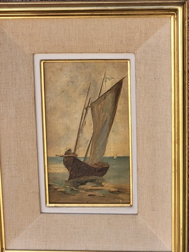 Tableau signé paysage marin - tableau,